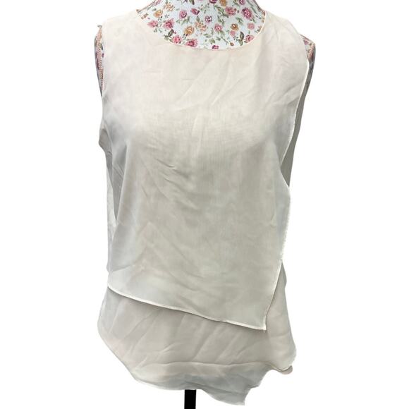 🌸 Calvin Klein Blush Pink Sleeveless Blouse M Layered Chiffon Tank - Picture 1 of 3